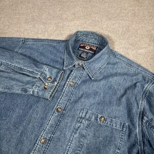 Duluth Trading Shirt Mens XLT Blue Denim Fleece Lined Heavyweight Shacket Work‎